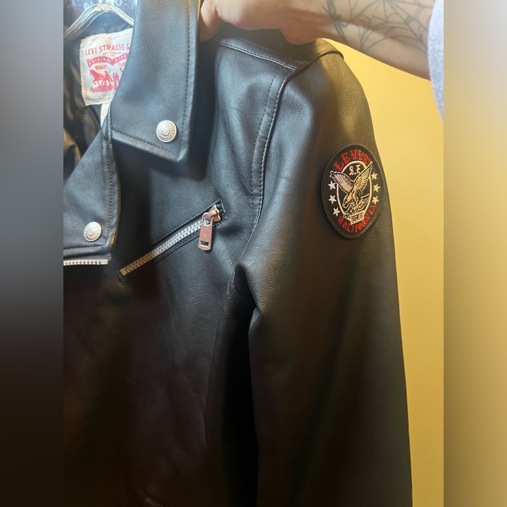 Leather Jacket Levis Nwot Authentic Ft Arm Patch/… - image 2